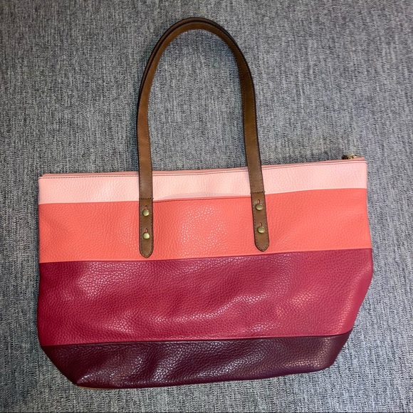 💕 Fossil Multiple Pink Stripe Tote Bag - Picture 3 of 6